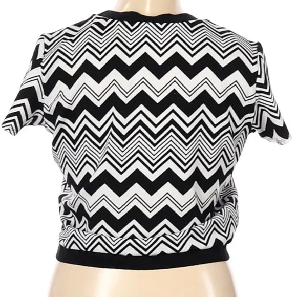 Rue21 Black White Chevron Print Zig Zag Short Sleeve Top Extra Large XL - Picture 4 of 6